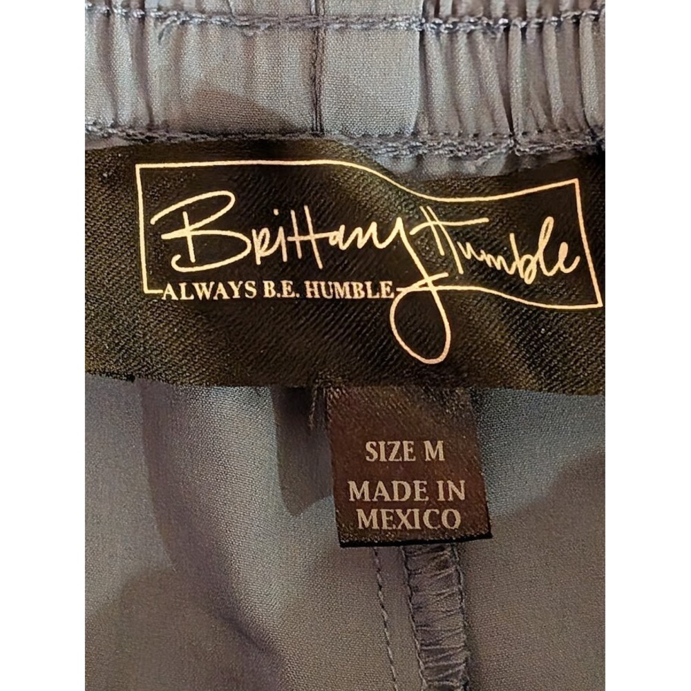 Brittany Humble Women's Blue Paperbag Pants Size M Elastic Waist Tie Belt - Picture 3 of 3